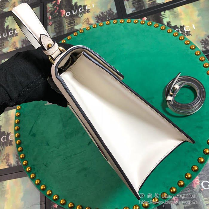 GUCCI古馳女包 新款 專櫃品質 431665 進口牛皮 原廠五金 米白繡花 Gucci手提包 古馳斜挎包  ydgq3199